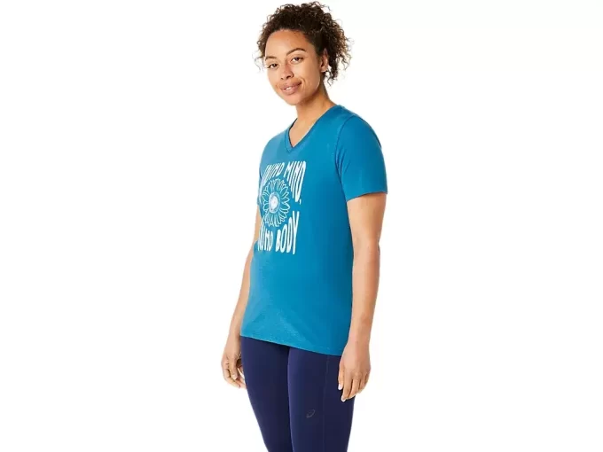 KADIN AYÇİÇEĞİ SLOGANLI V YAKA